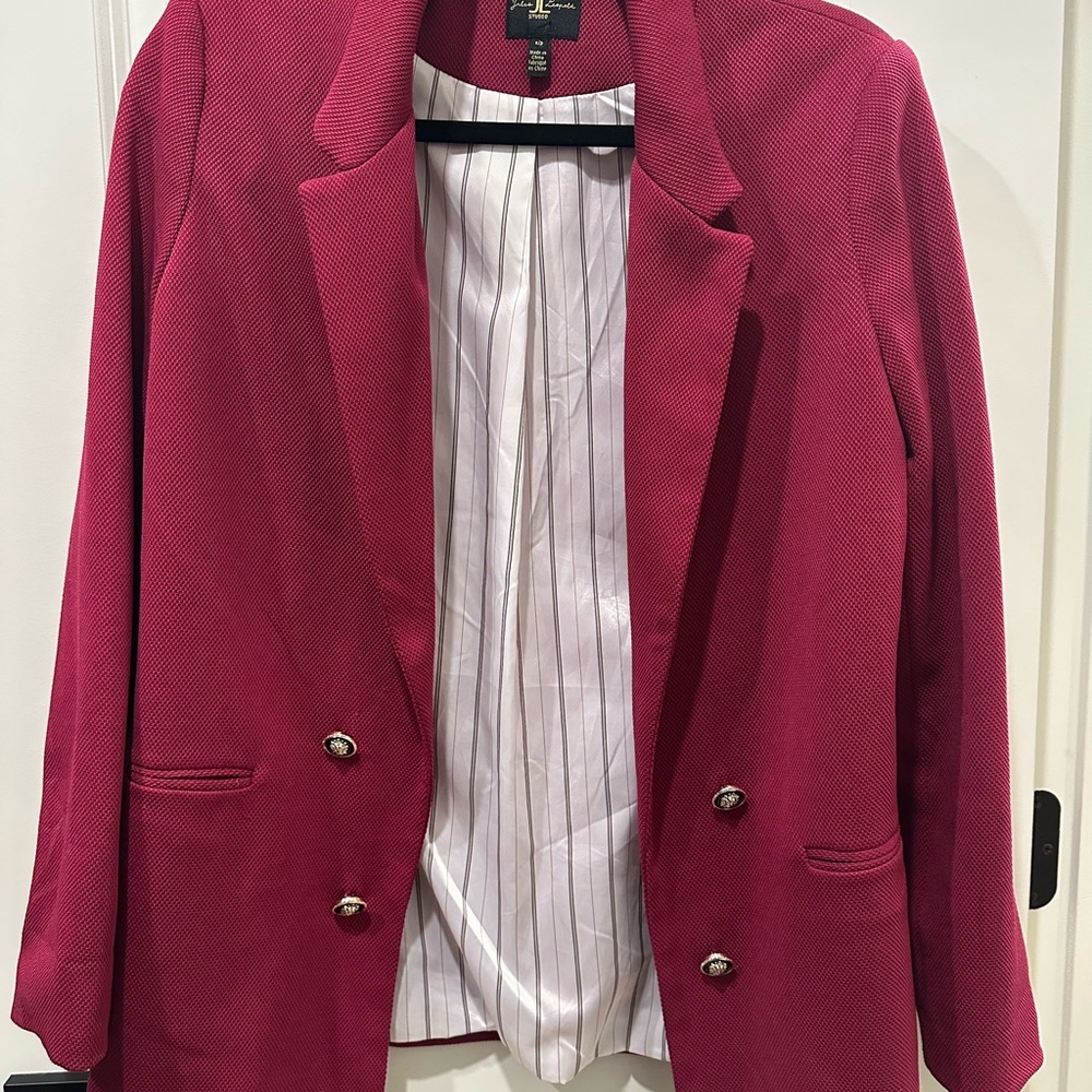 FREE Worthington Double-Breasted Blazer - Roseberry Pink